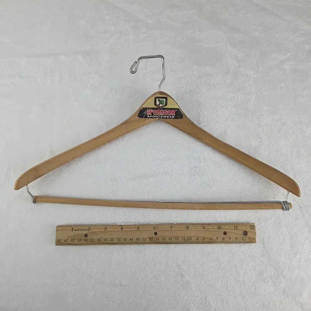 Lot Of 5 Vintage Advertising Wooden Clothes Hangers McGregor Caswell Hotel
